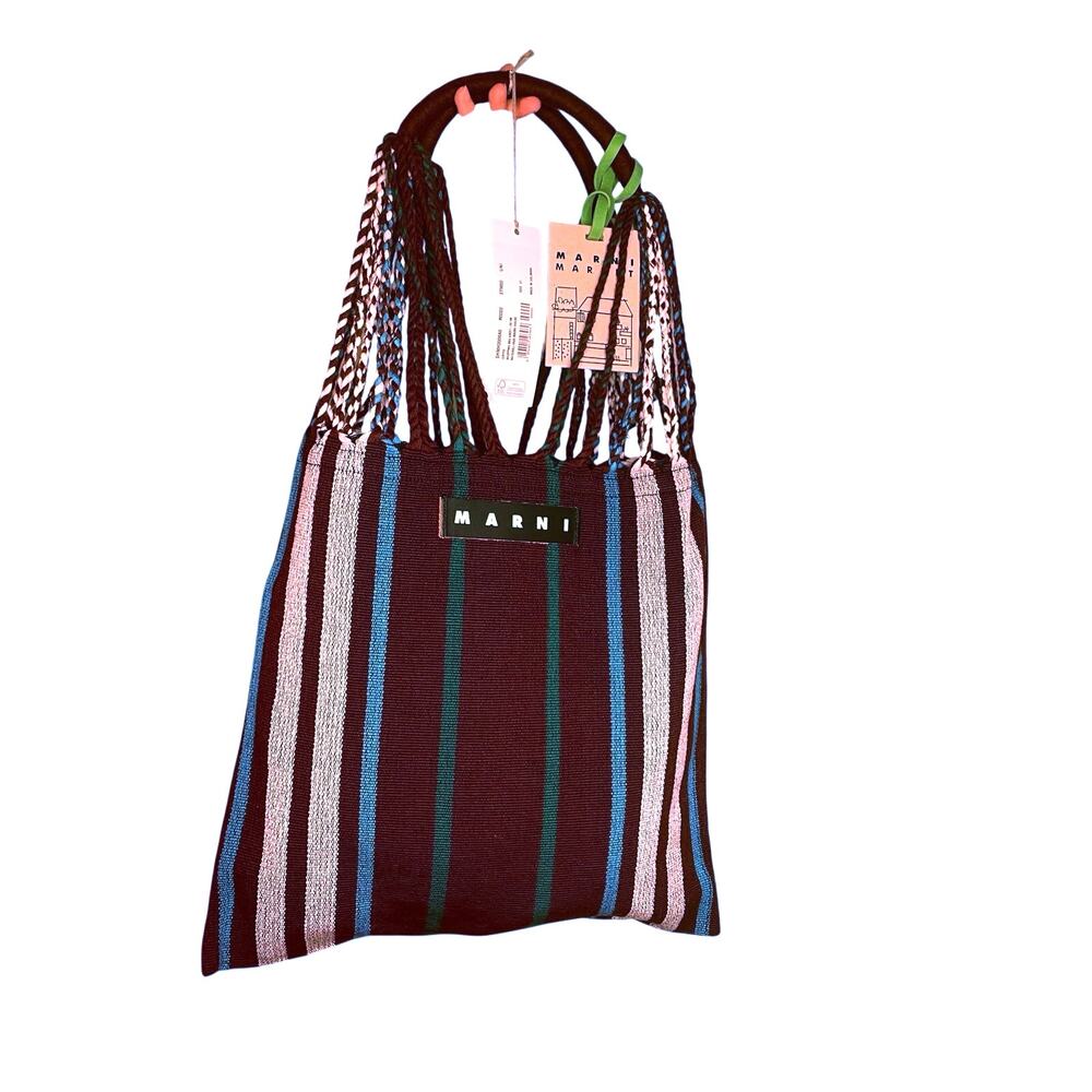 Marni Striped Knit Crossbody Bag in Burgundy, Blue, Green, White